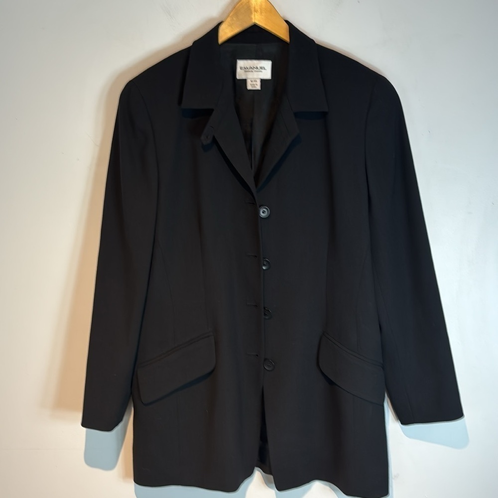 Vintage 90’s Emanuel Ungaro 100% wool black women’s blazer size 10 - Picture 5 of 11